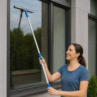 lady cleaning window with Extendable Window Cleaning Pole