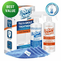 Tile cleaner and protector kit with cleaner bottle