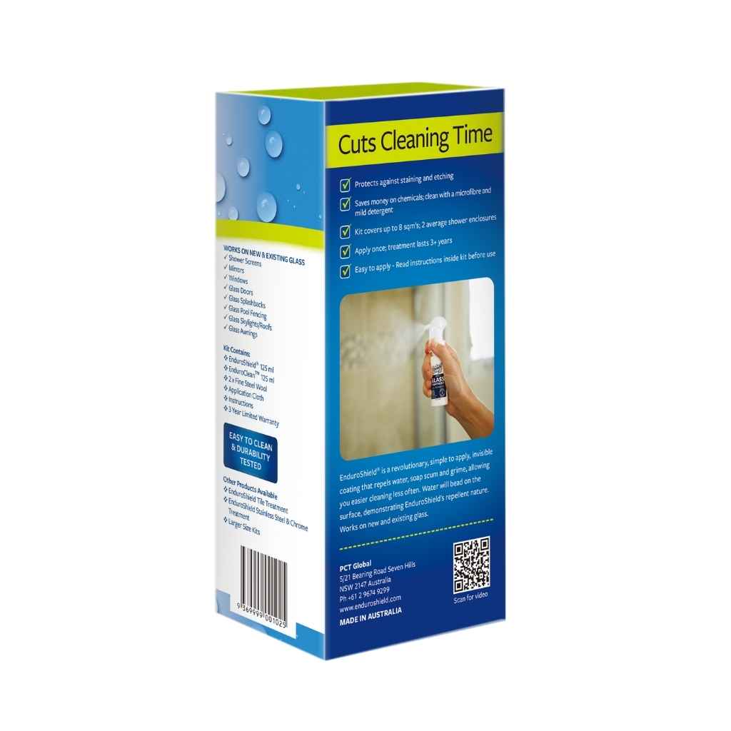 EnduroShield glass treatment kit with cleaner and coating for showers 